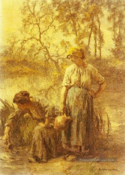 Puiseuses d’eau scènes rurales paysan Léon Augustin Lhermitte Peinture à l'huile